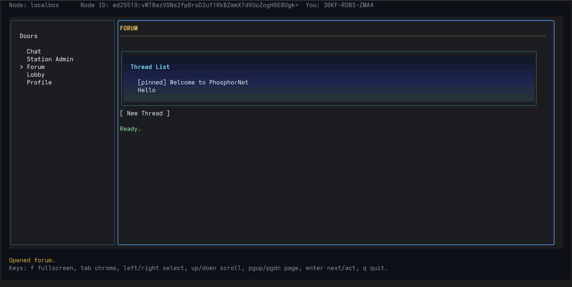 Forum door showing a thread list and new thread action